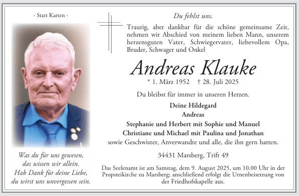 Klauke, Andreas Anzeige