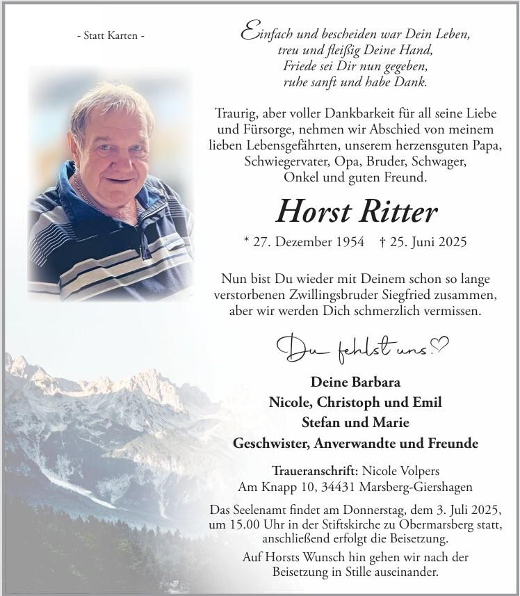 Ritter, Horst Anzeige