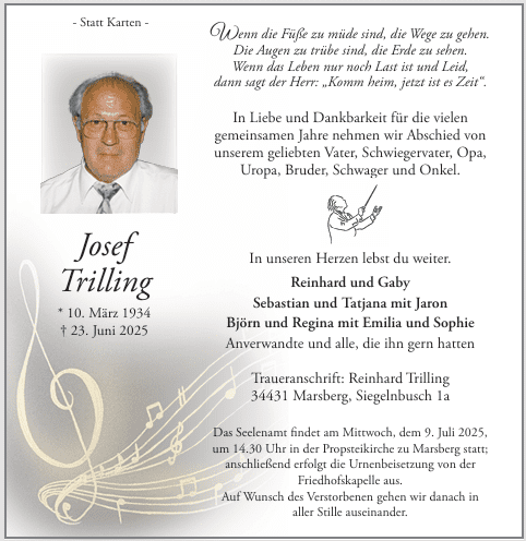 Trilling, Josef Anzeige