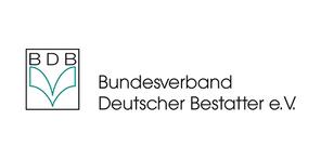 Logo des Bundesverbands Deutscher Bestatter e.V. mit Schriftzug „BDB“ und vollständigem Namen darunter.